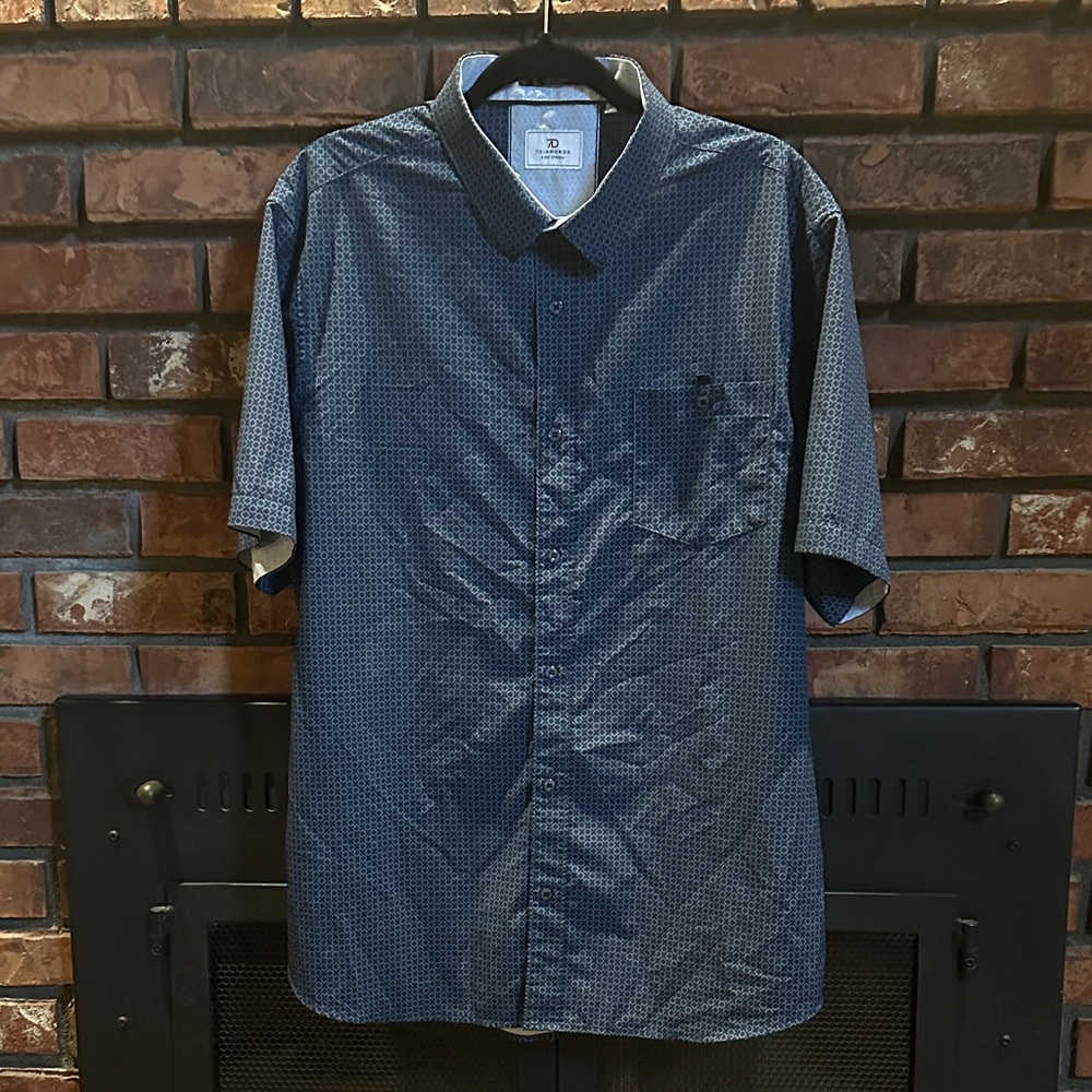 7 Diamonds Navy Geometric Button Down Shirt